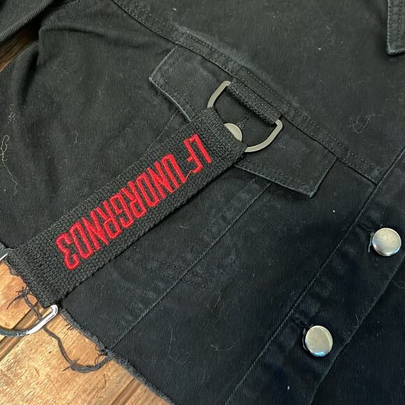 LF Underground3 cropped black denim jacket size small - Picture 3 of 7